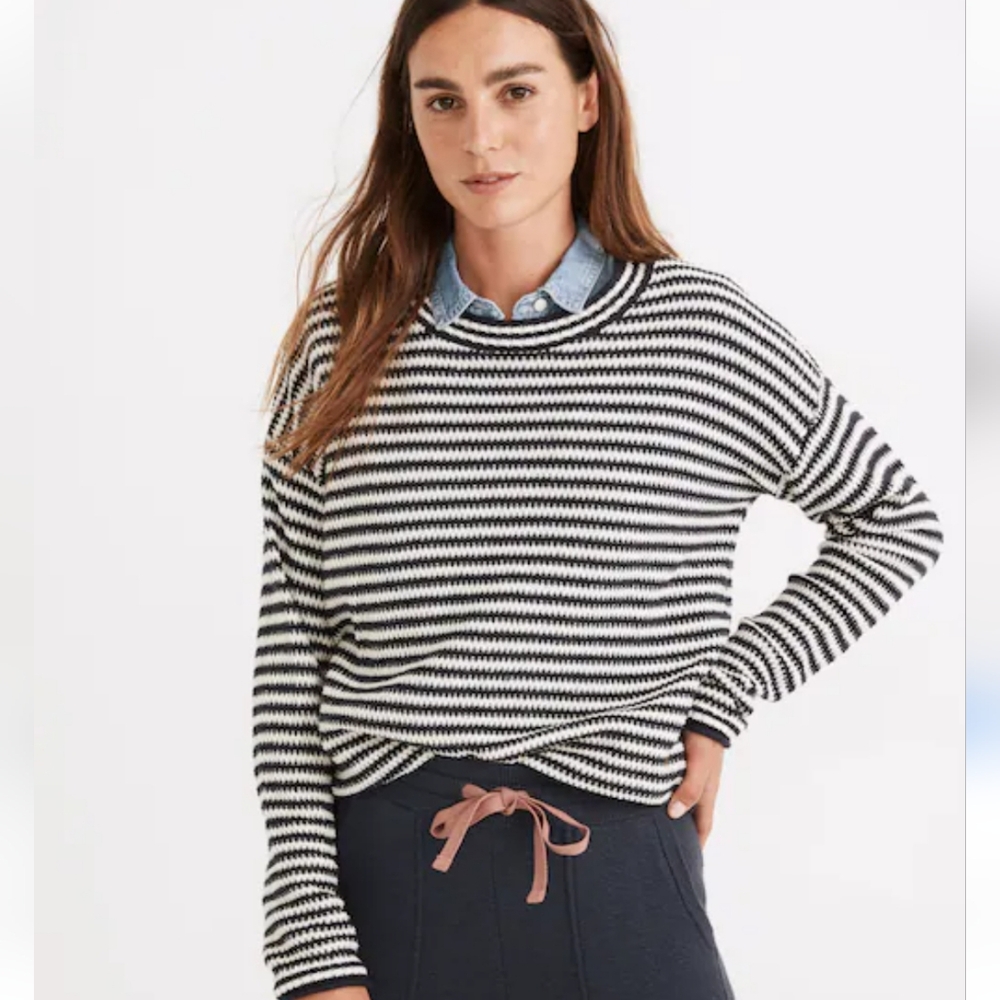 Madewell Seagrove Sweater Striped Navy